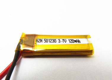 China Pequeña batería del polímero de litio 3.7v 501230 120mah para el auricular azul del diente proveedor