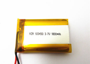 China 1800mah batería 103450 del polímero de litio de 3,7 voltios con el circuito de protección proveedor